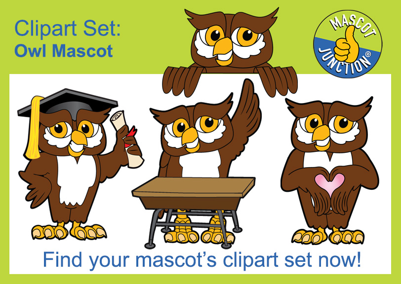 Owl Mascot Clipart Set